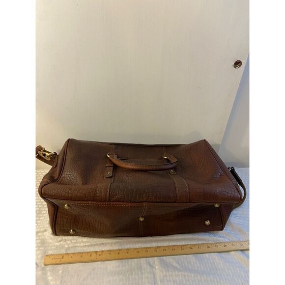 New Aaron leather goods weekend duffle bag brown animal style - Picture 6 of 9
